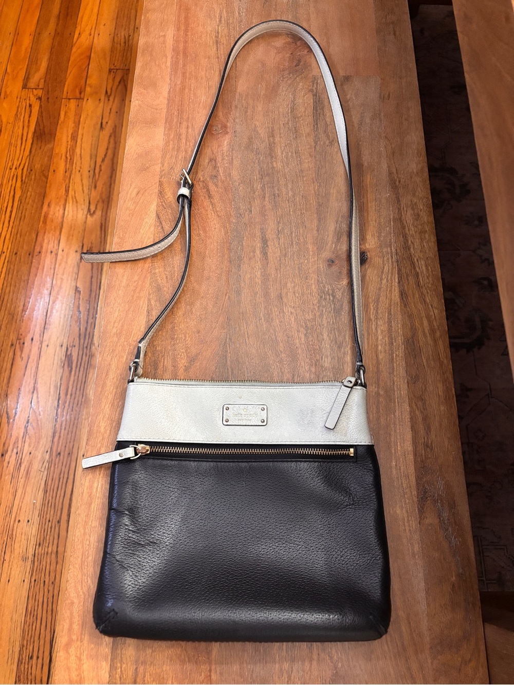 kate spade Black and Cream Leather Two-Tone Crossbody